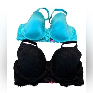 La Senza Teal & Black Lace Underwire Bras 38C